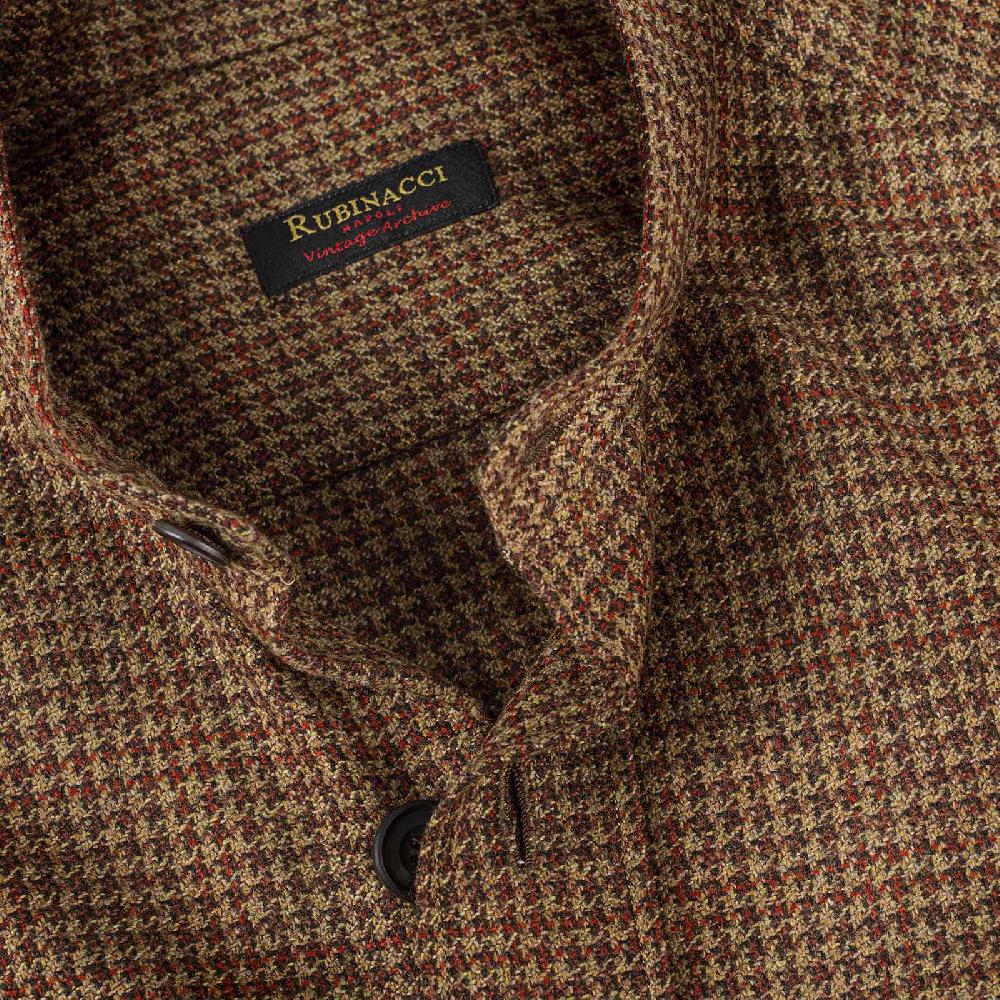 Rubinacci Vintage archive sahariana guru in pied de poule di cashmere nocciola Pezzi Unici