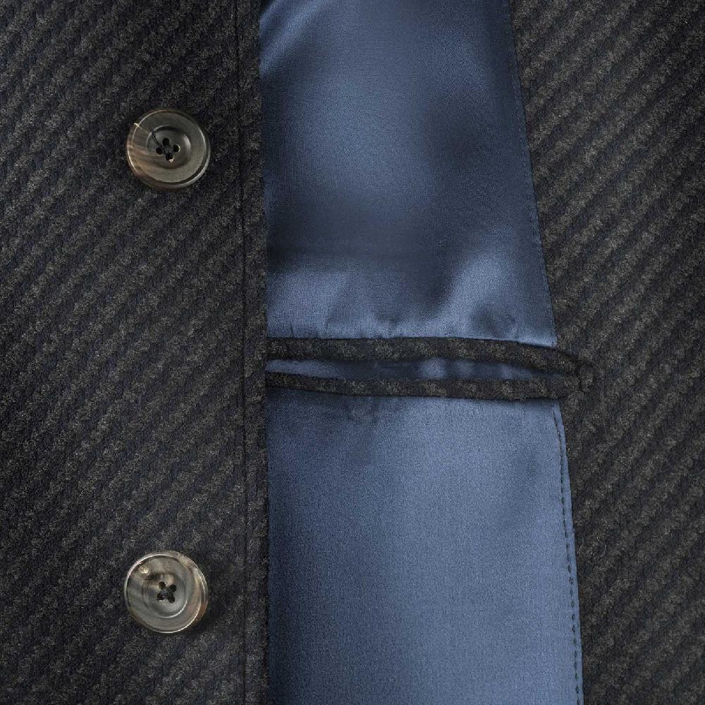 Rubinacci Vintage archive cappotto raglan in diagonale di lana skyfall blu Vendita Economica