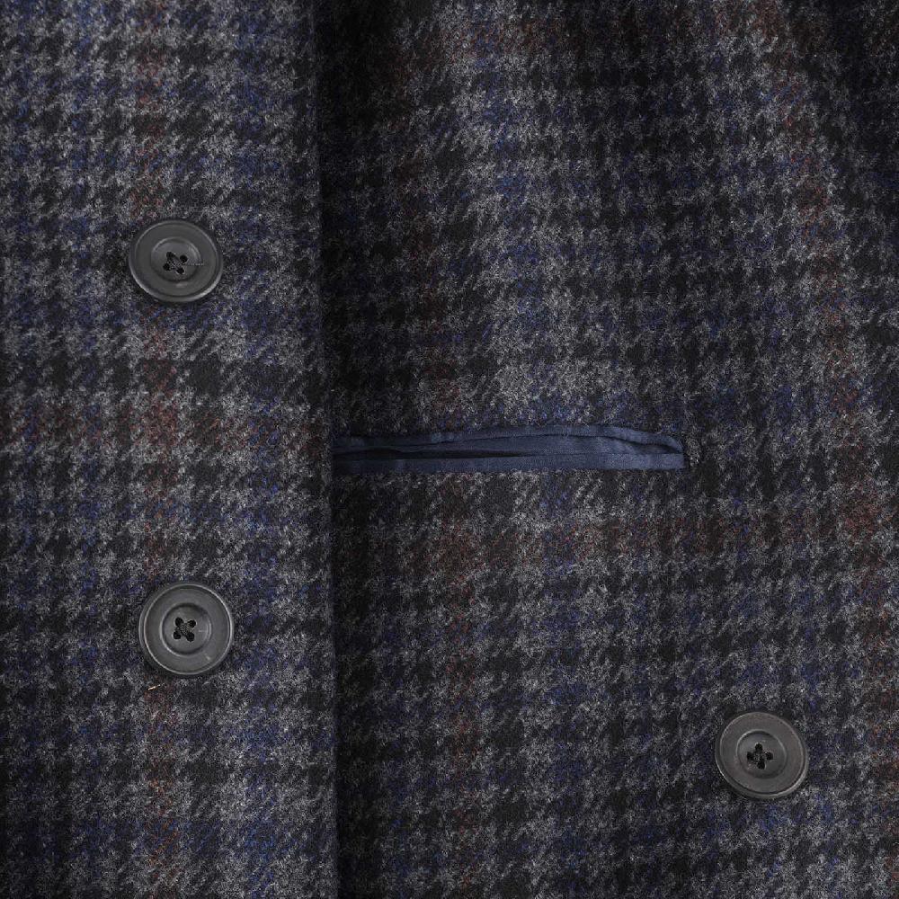 Rubinacci Vintage archive cappotto Ulster in lana e cashmere a quadri blu Vendite Flash
