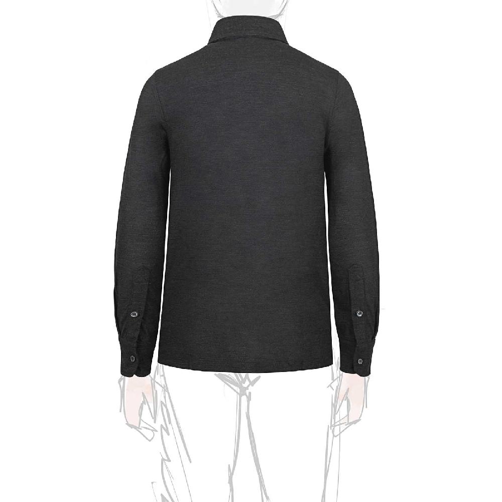 Rubinacci Camicia in piquet di lana grigio Saldi Di Fabbrica