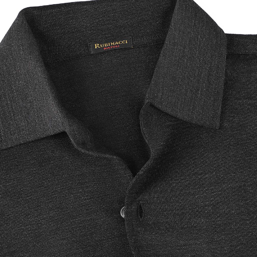 Rubinacci Camicia in piquet di lana grigio Saldi Di Fabbrica