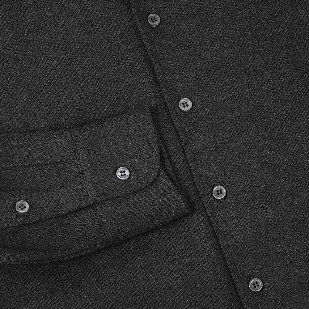 Rubinacci Camicia in piquet di lana grigio Saldi Di Fabbrica