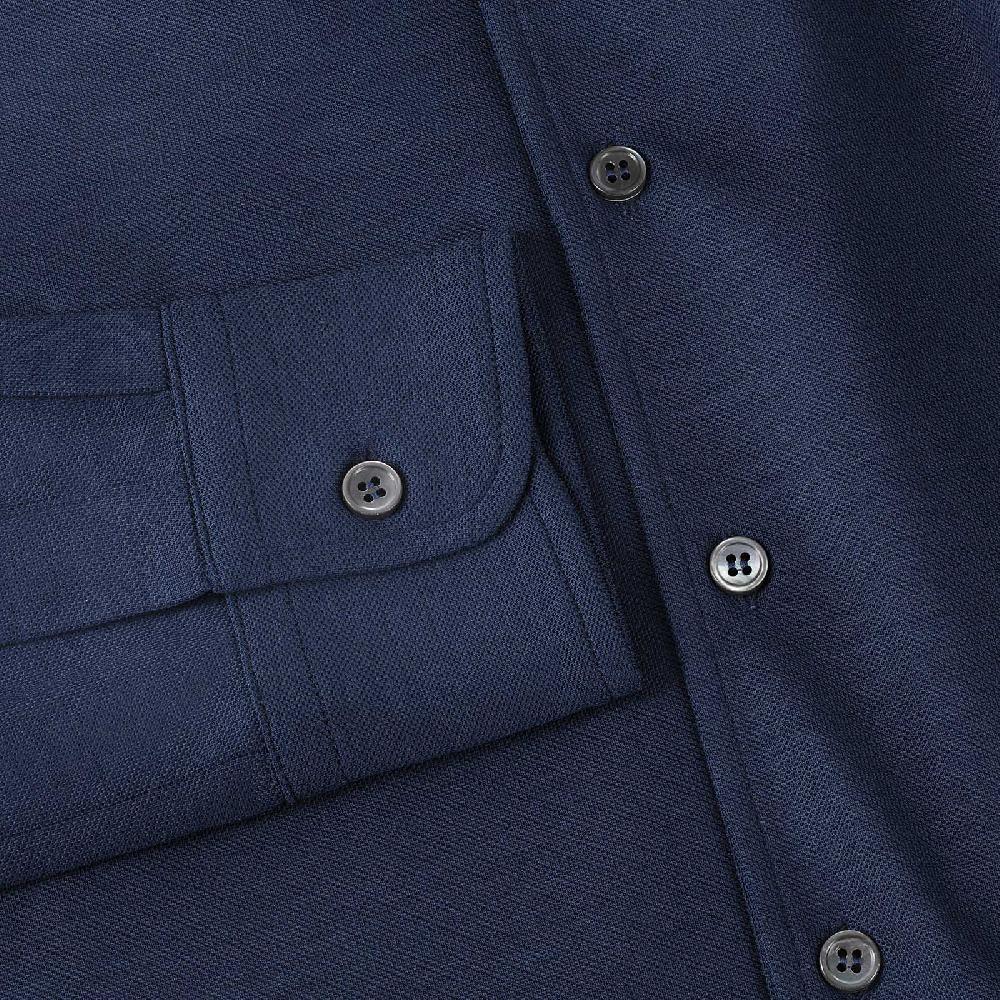 Rubinacci Camicia in piquet di lana blu I Più Venduti