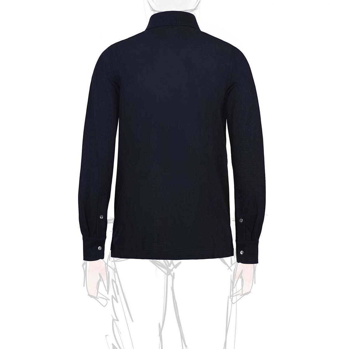 Rubinacci Camicia in piquet di lana blu navy In Saldo