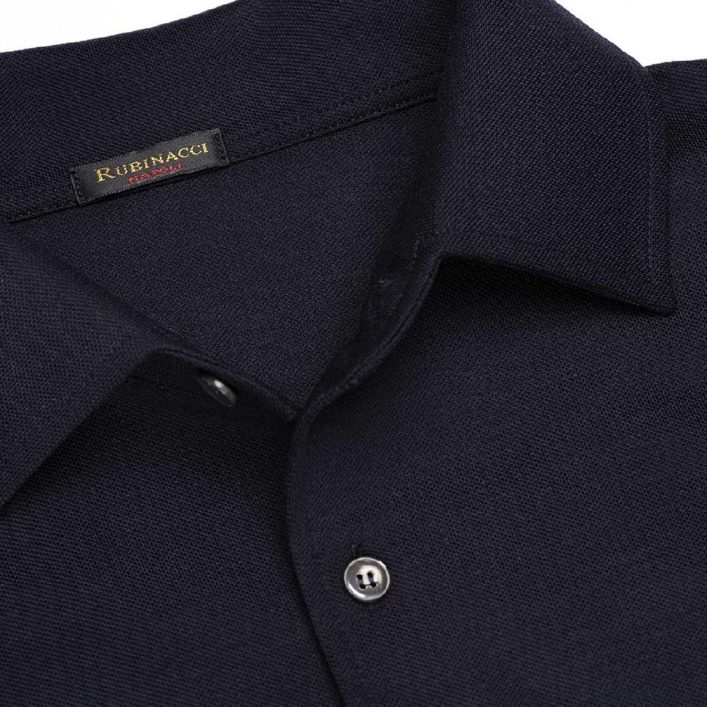Rubinacci Camicia in piquet di lana blu navy In Saldo