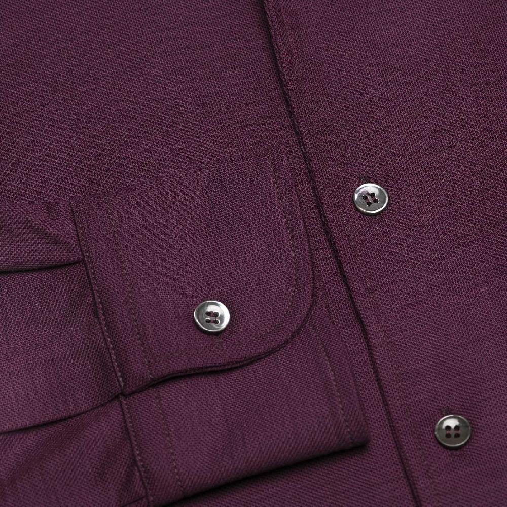 Rubinacci Camicia in piquet di lana bordeaux Nuova