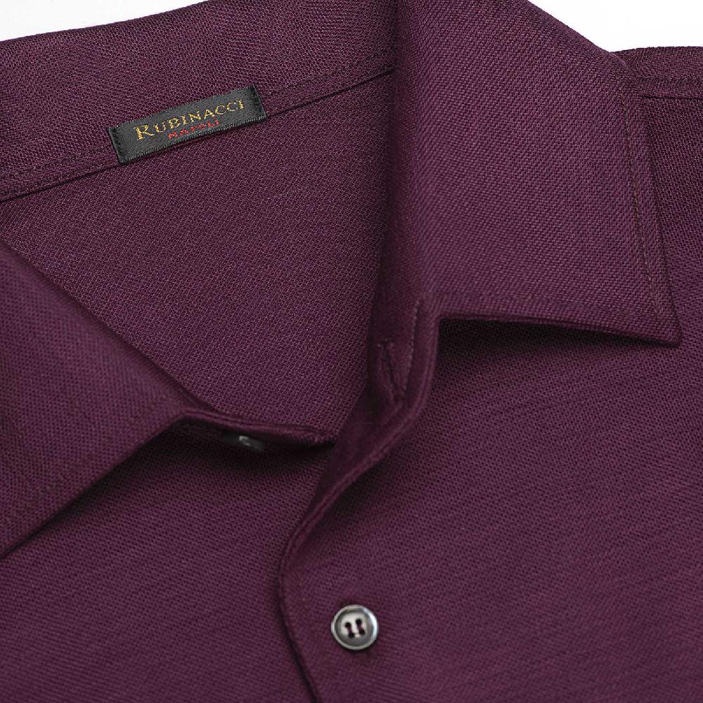 Rubinacci Camicia in piquet di lana bordeaux Nuova