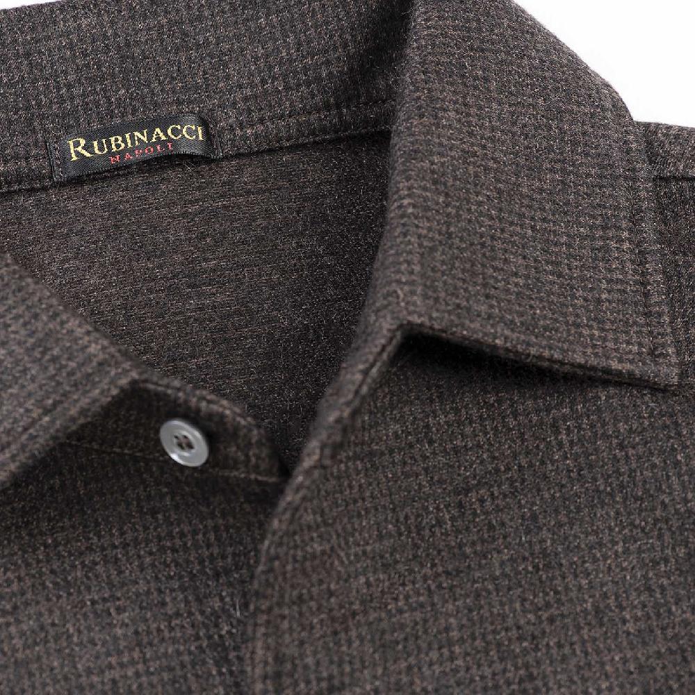 Rubinacci Camicia in cashmere a quadretti marrone e nero Moda