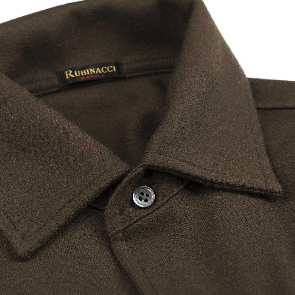 Rubinacci Camicia in cashmere verde militare 2025