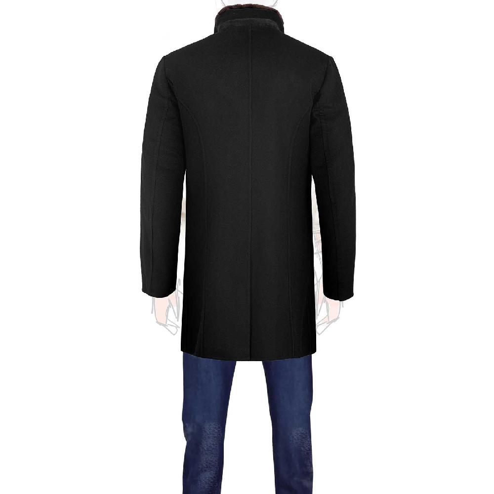 Rubinacci Giaccone lana e cashmere con pelliccia nero Italia