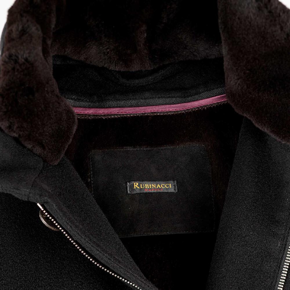 Rubinacci Giaccone lana e cashmere con pelliccia nero Italia