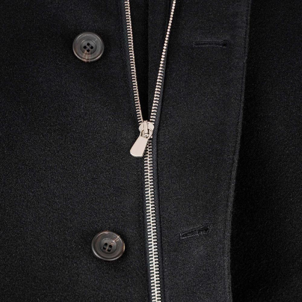 Rubinacci Giaccone lana e cashmere con pelliccia nero Italia
