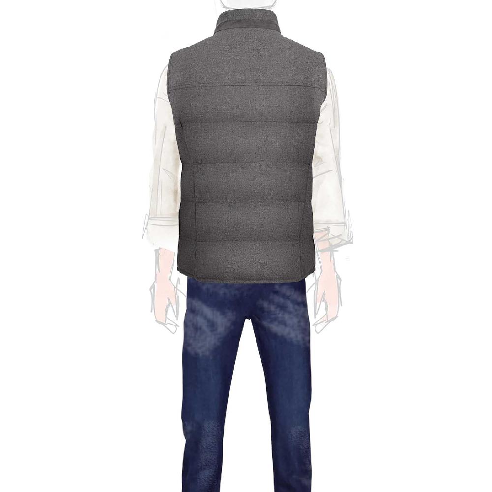 Rubinacci Gilet trapuntato lana e cashmere tortora In Linea