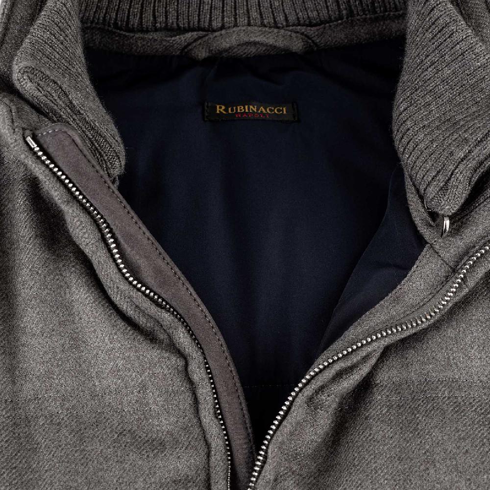 Rubinacci Gilet trapuntato lana e cashmere tortora In Linea