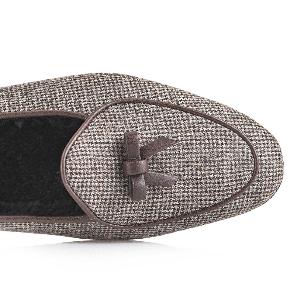 Rubinacci Pantofola donna pied de poule marrone Promozione Limitata