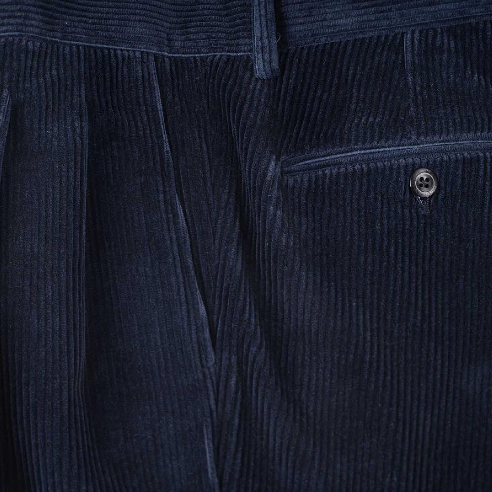 Rubinacci Pantalone 2 pinces in velluto a coste blu Novità