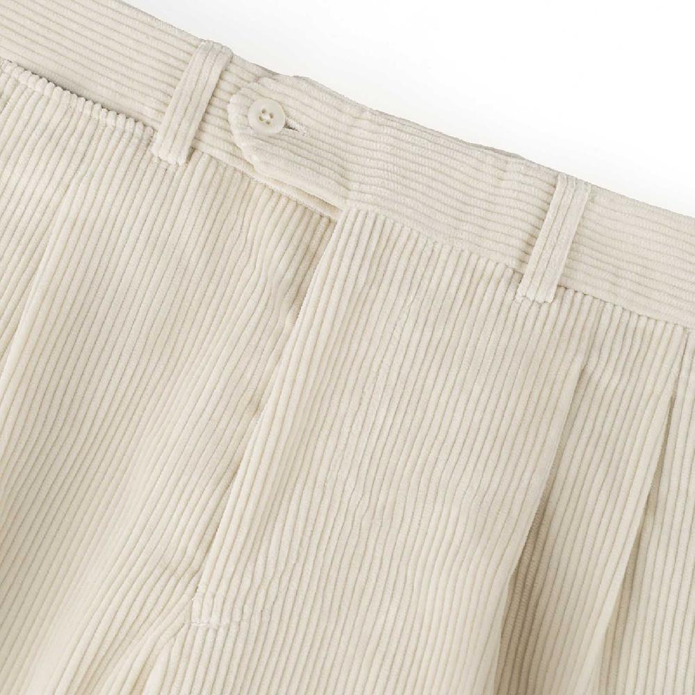 Rubinacci Pantalone 2 pinces in velluto a coste latte Sconto