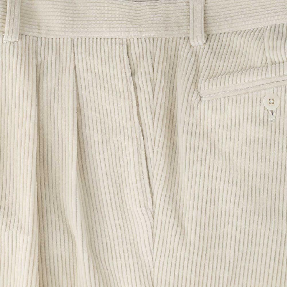 Rubinacci Pantalone 2 pinces in velluto a coste latte Sconto