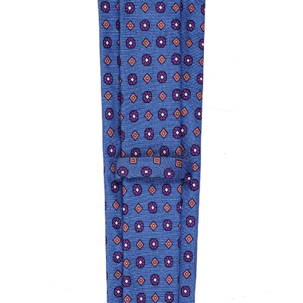 Rubinacci Cravatta in twill di seta con stampa floreale blu Promozione Limitata