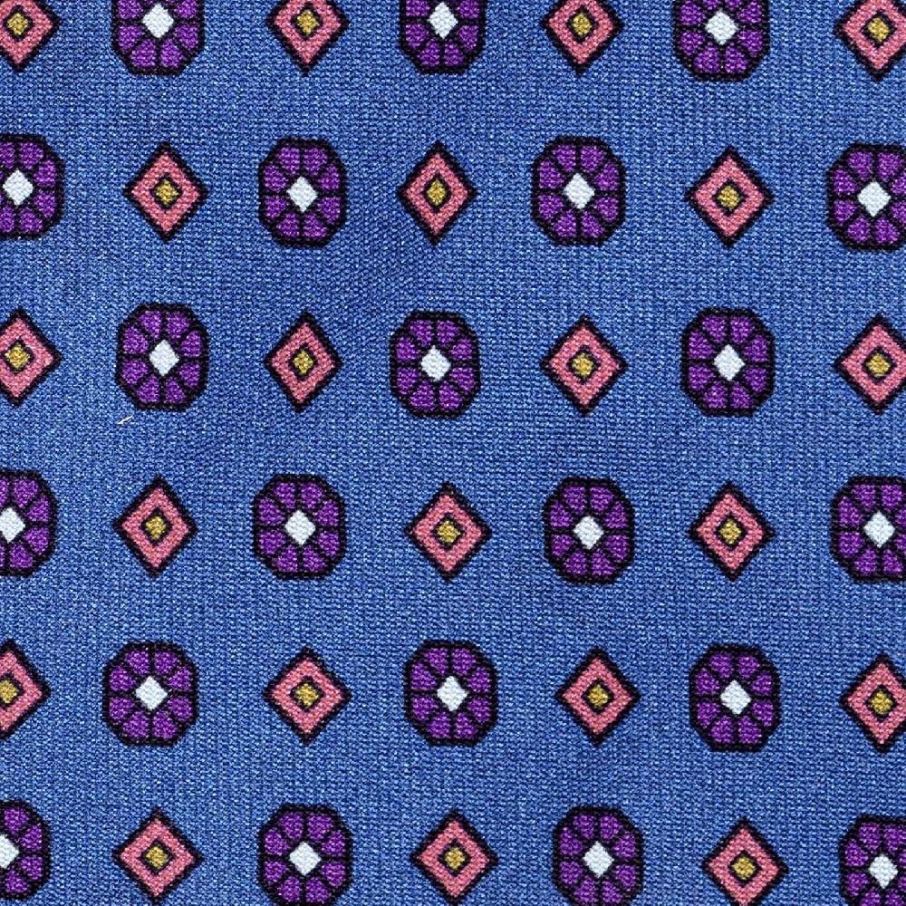 Rubinacci Cravatta in twill di seta con stampa floreale blu Promozione Limitata