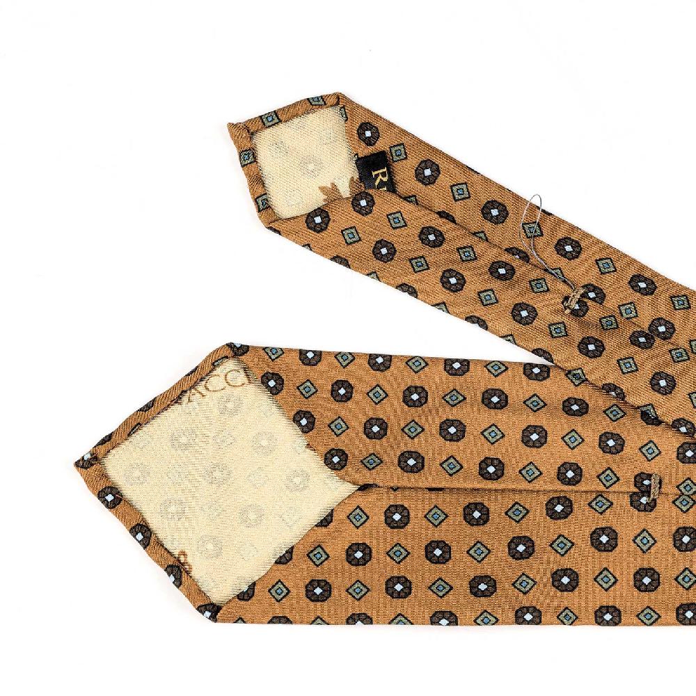 Rubinacci Cravatta in twill di seta arancio con stampa floreale Fino Al -60%