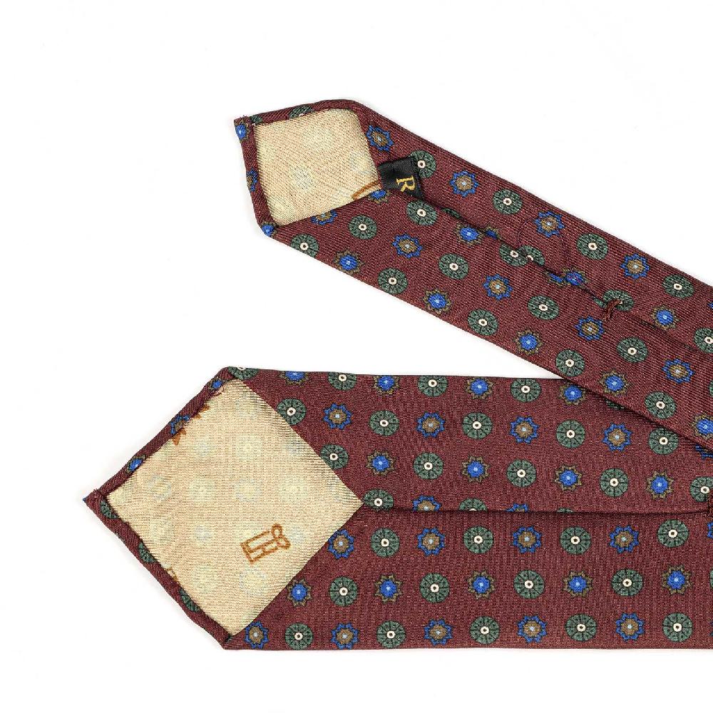 Rubinacci Cravatta in twill di seta bordeaux con stampa floreale Shopping Online