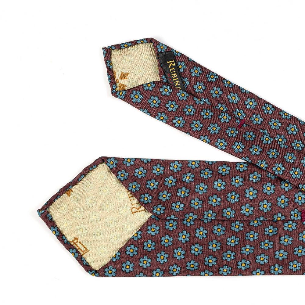 Rubinacci Cravatta in twill di seta bordeaux con stampa floreale Affare Del Giorno