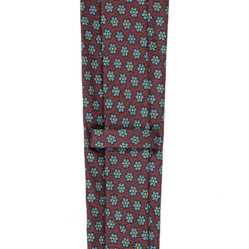 Rubinacci Cravatta in twill di seta bordeaux con stampa floreale Affare Del Giorno