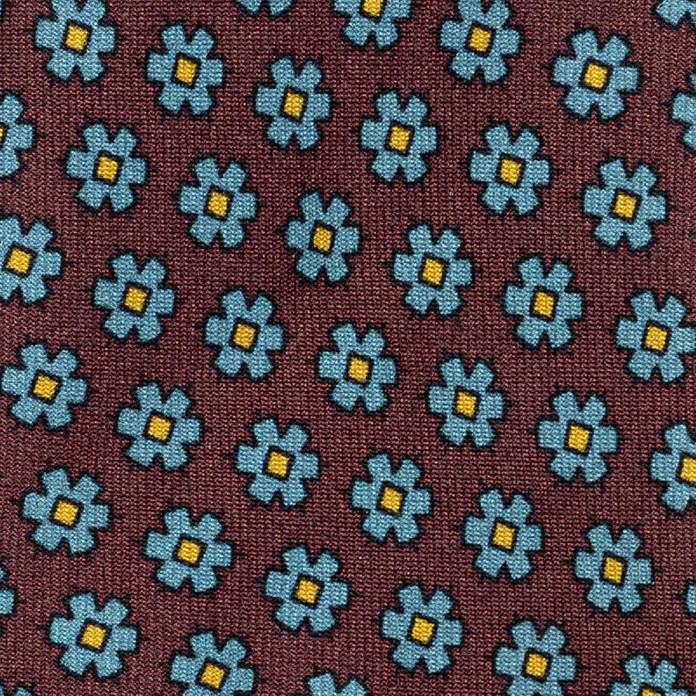 Rubinacci Cravatta in twill di seta bordeaux con stampa floreale Affare Del Giorno