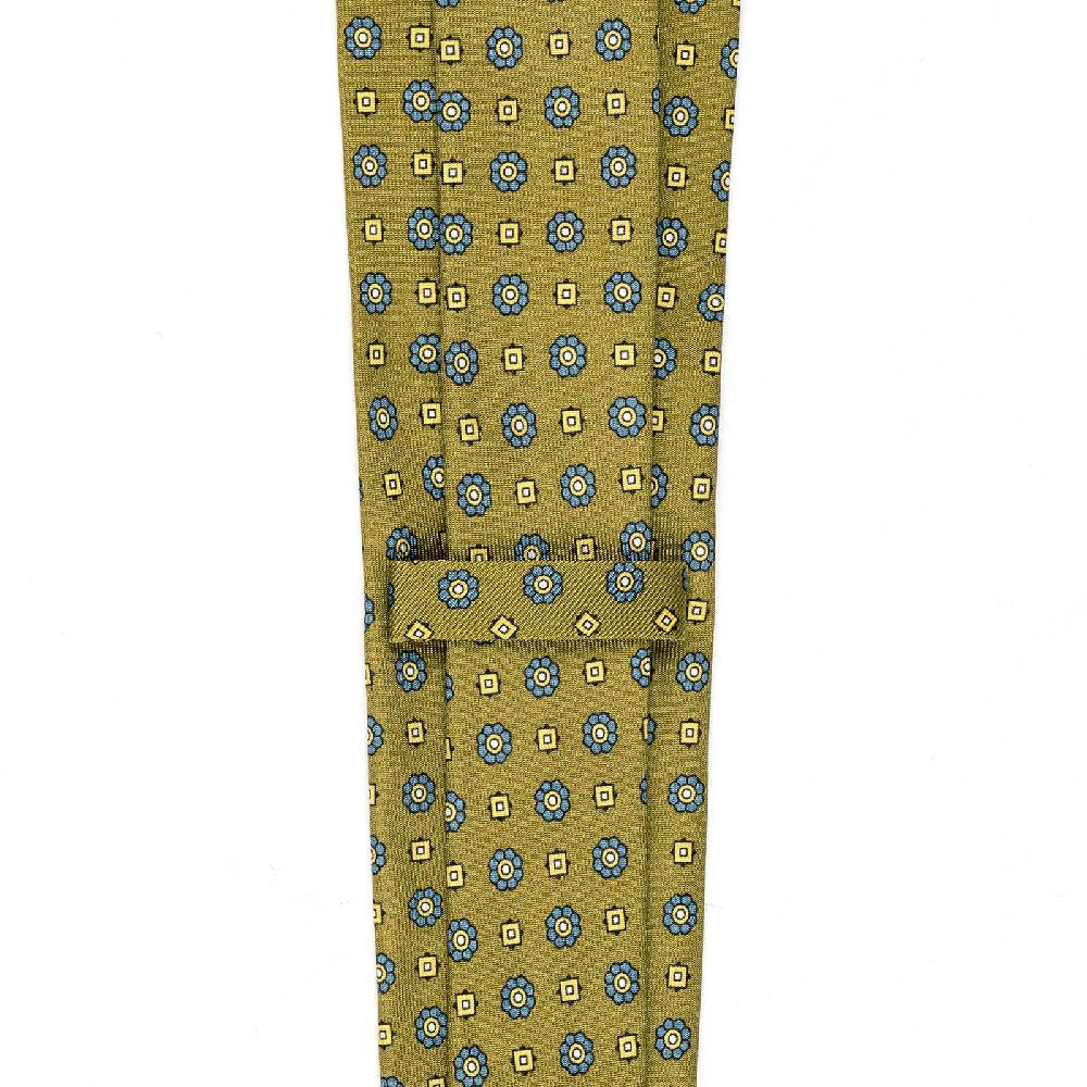 Rubinacci Cravatta in twill di seta senape con stampa floreale Prezzo Ridotto