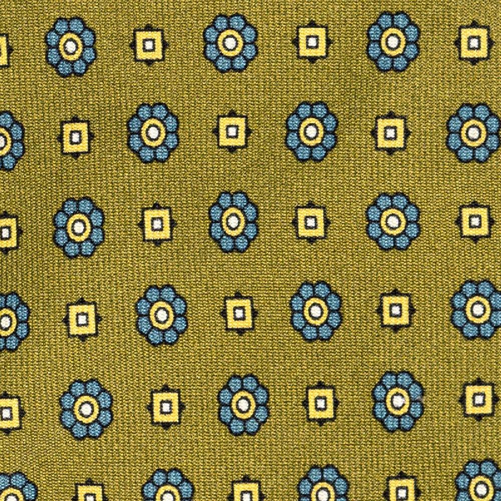 Rubinacci Cravatta in twill di seta senape con stampa floreale Prezzo Ridotto