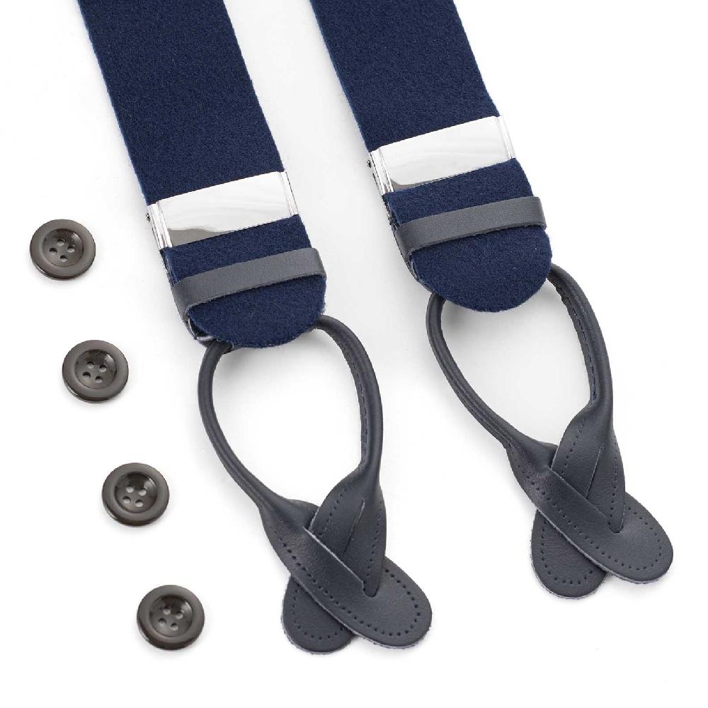 Rubinacci Bretelle in feltro blu Vendita Calda