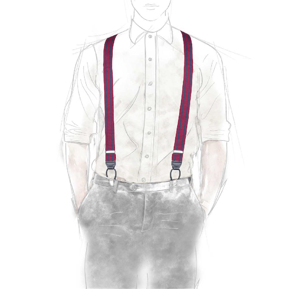 Rubinacci Bretelle rigate blu e bordeaux Nuova