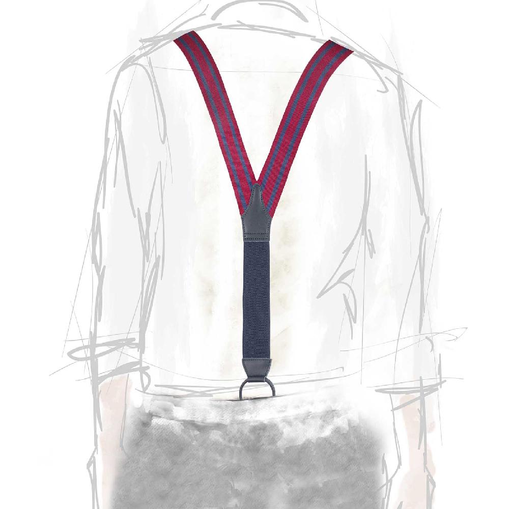 Rubinacci Bretelle rigate blu e bordeaux Nuova