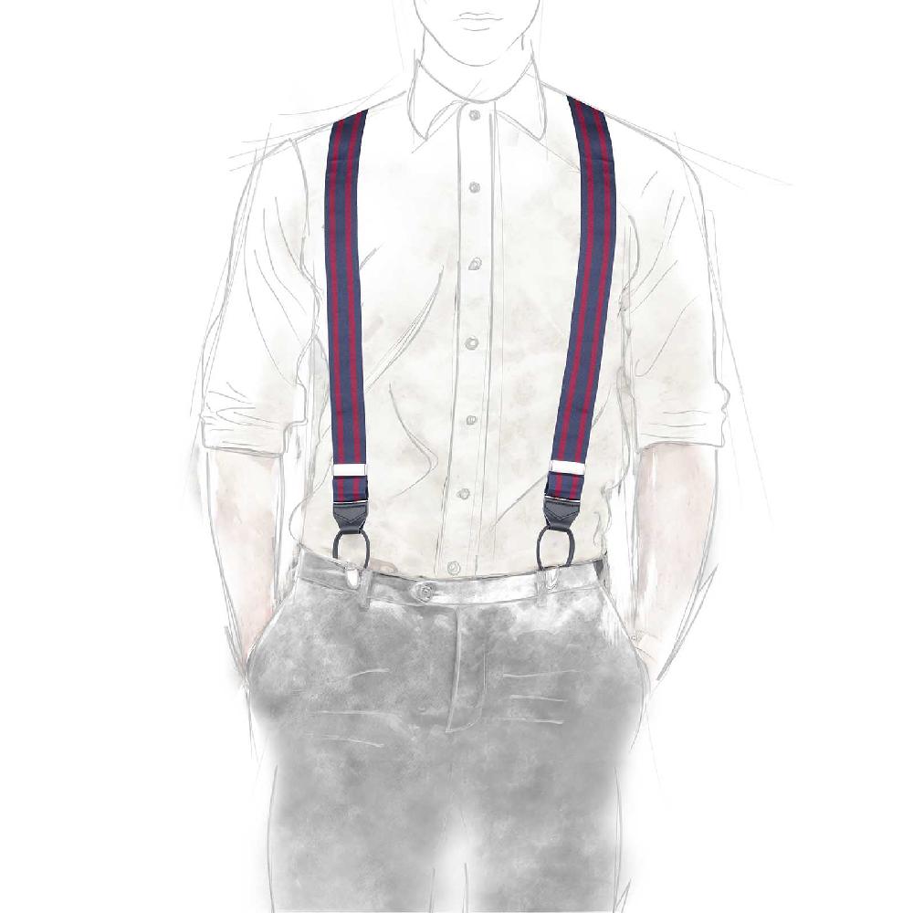 Rubinacci Bretelle rigate blu e bordeaux Moda