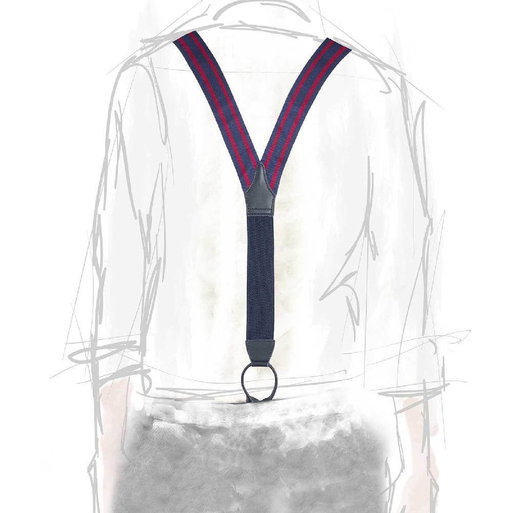 Rubinacci Bretelle rigate blu e bordeaux Moda