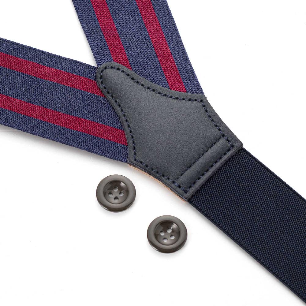 Rubinacci Bretelle rigate blu e bordeaux Moda