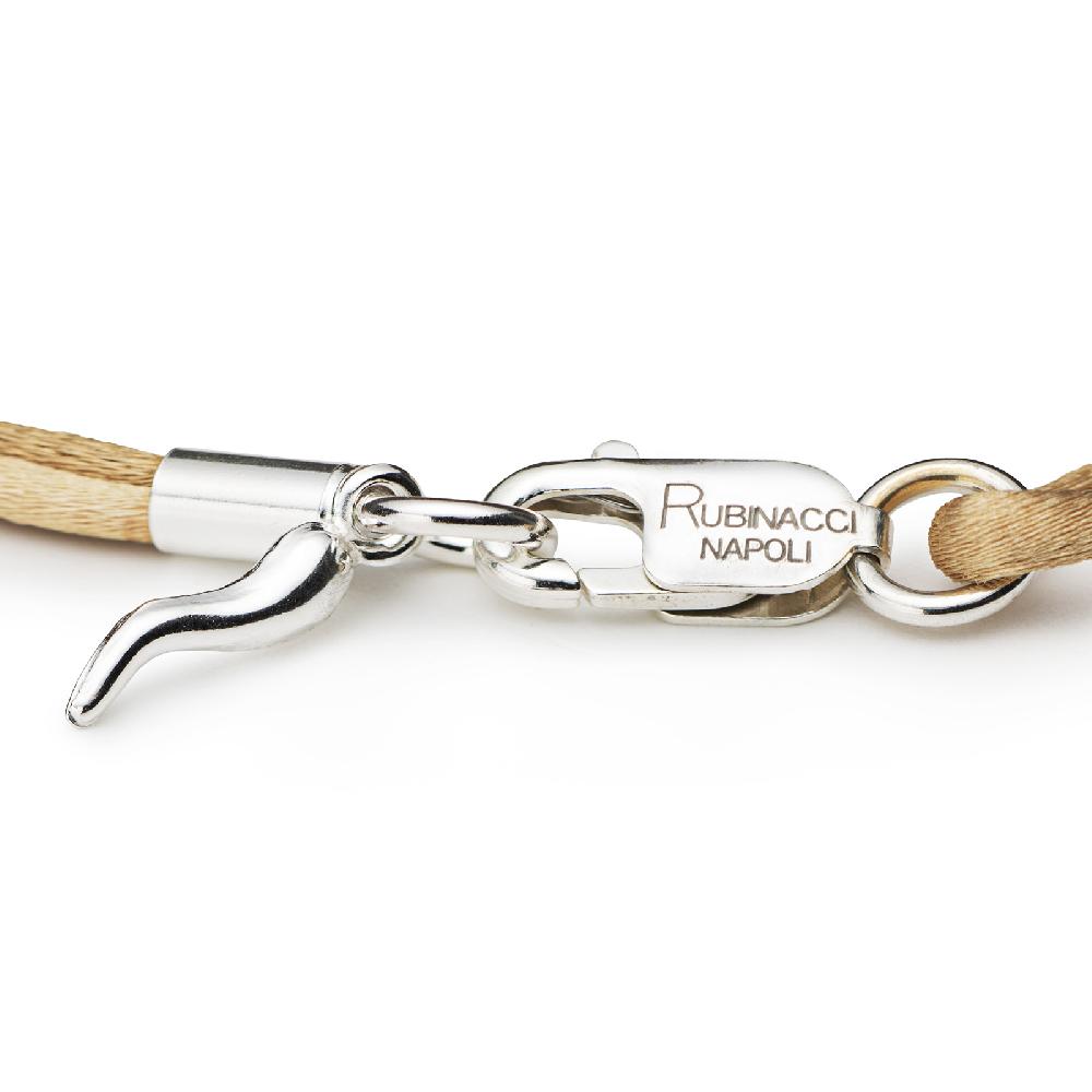 Rubinacci Braccialetto ruby in seta beige Outlet