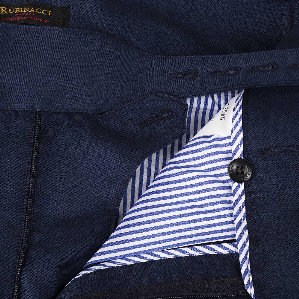 Rubinacci Vintage archive pantalone Manny in cotone blu Nuova