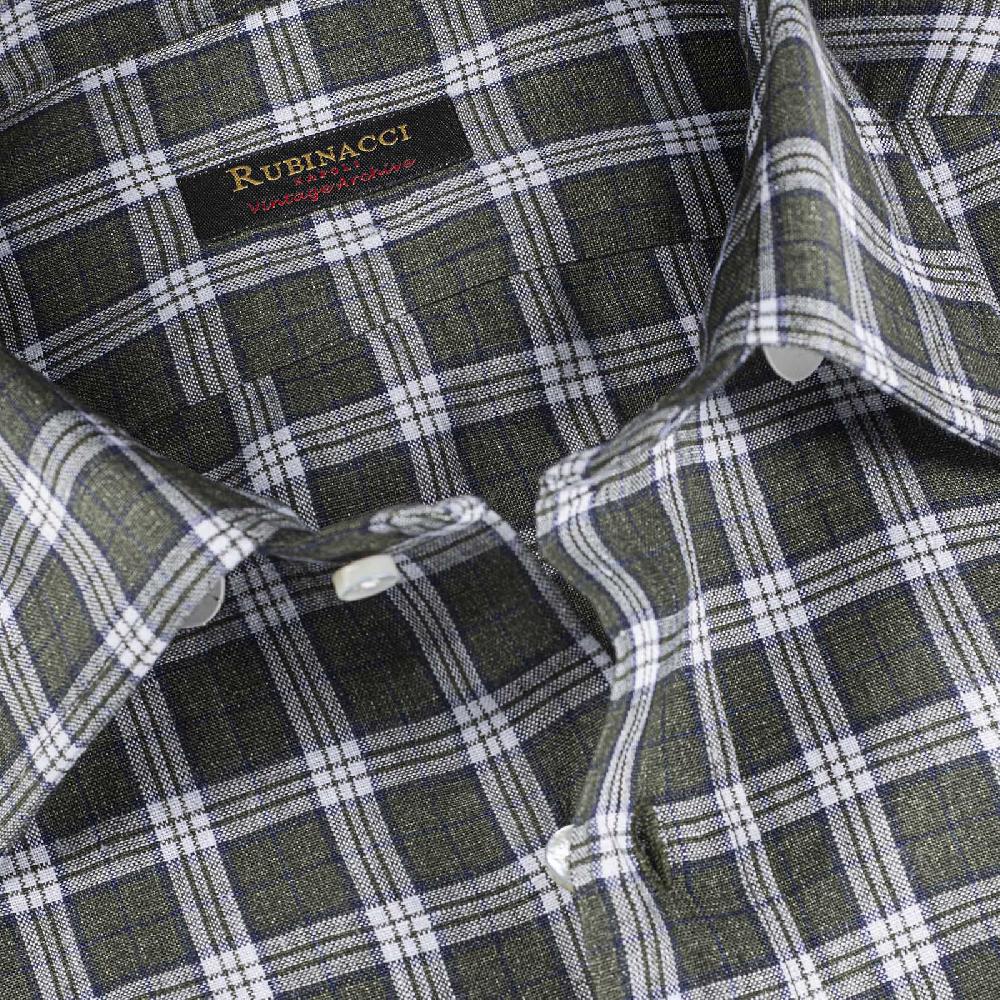 Rubinacci Vintage archive camicia in lino verde e bianco Sconto