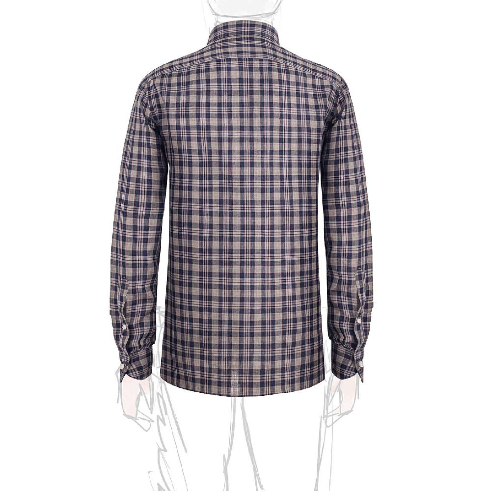 Rubinacci Vintage archive camicia in lino grigio e blu In Linea