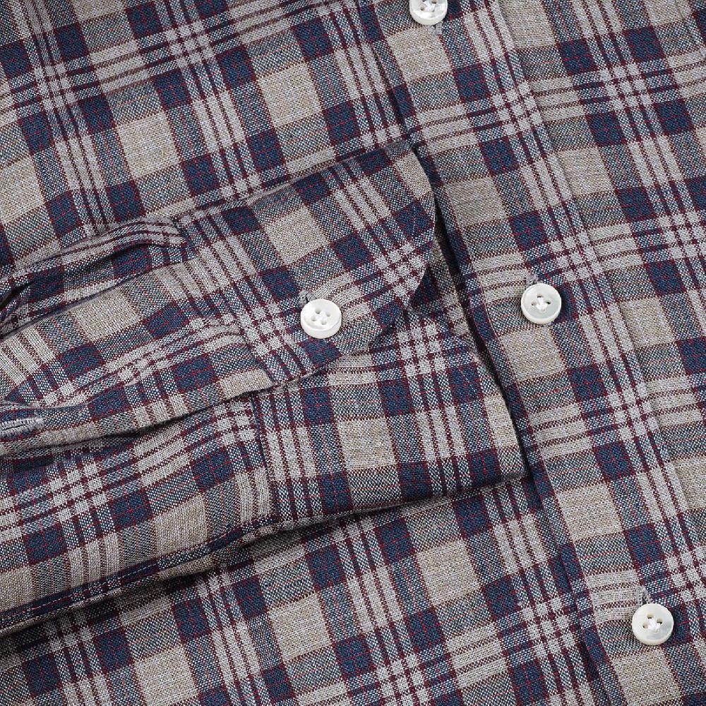 Rubinacci Vintage archive camicia in lino grigio e blu In Linea