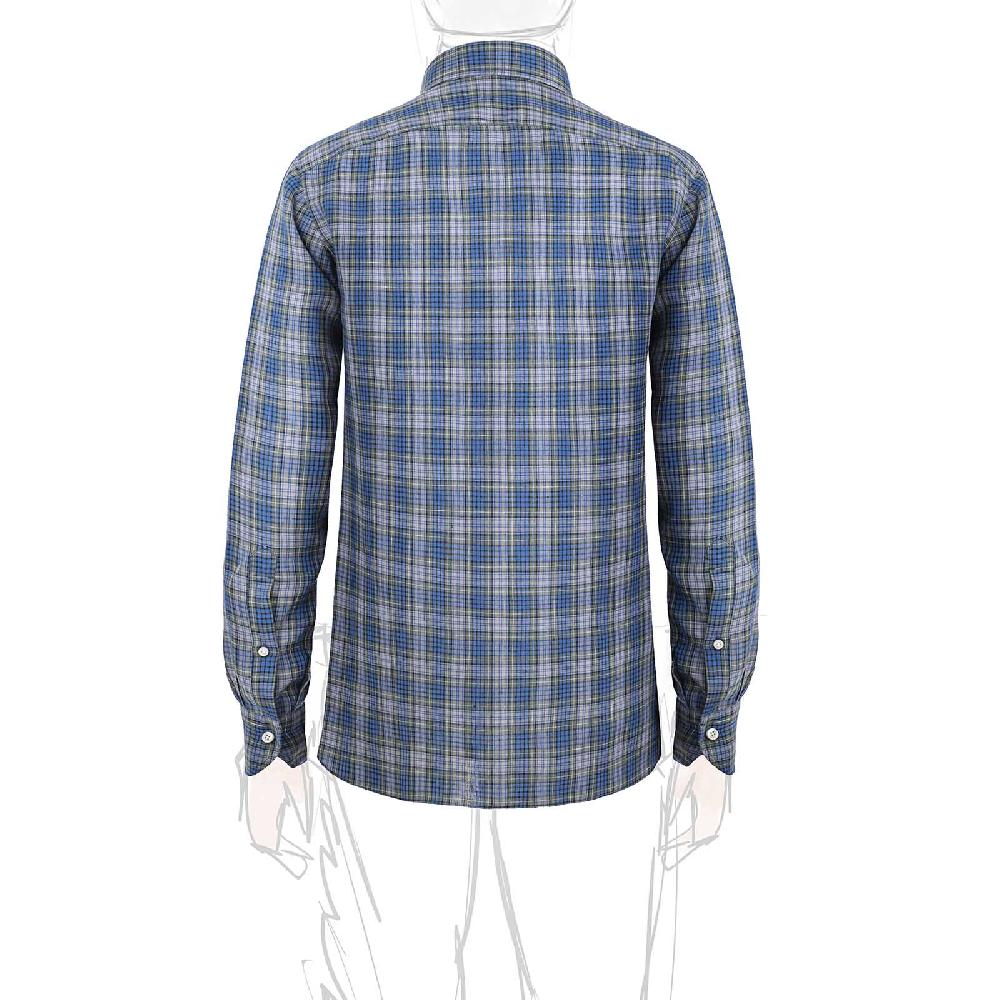 Rubinacci Vintage archive camicia in lino verde e blu Nuovo