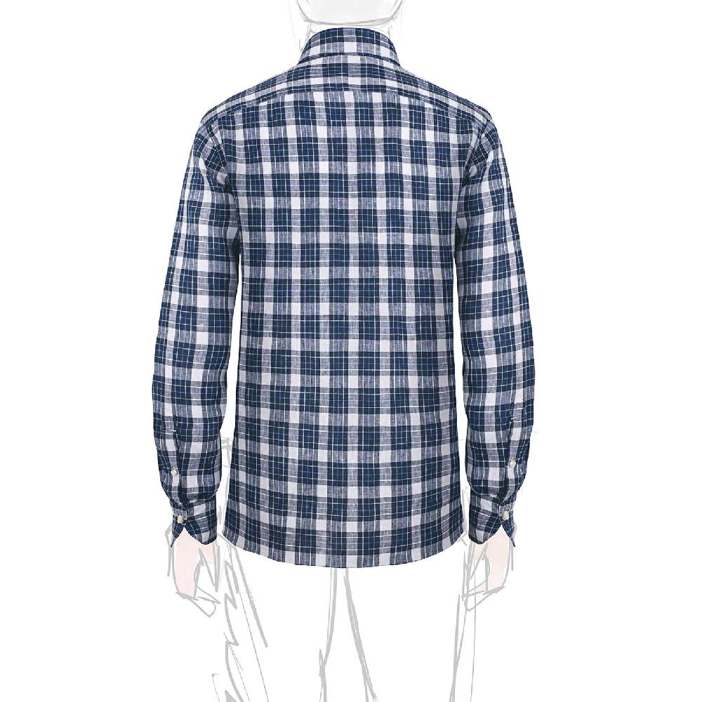 Rubinacci Vintage archive camicia in lino bianco e blu Qualità