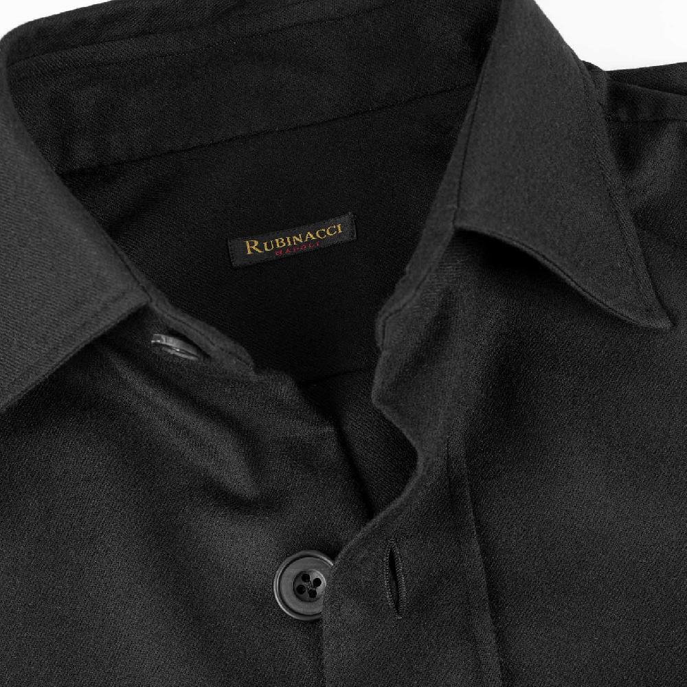 Rubinacci Overshirt in lana nero Vendita Calda