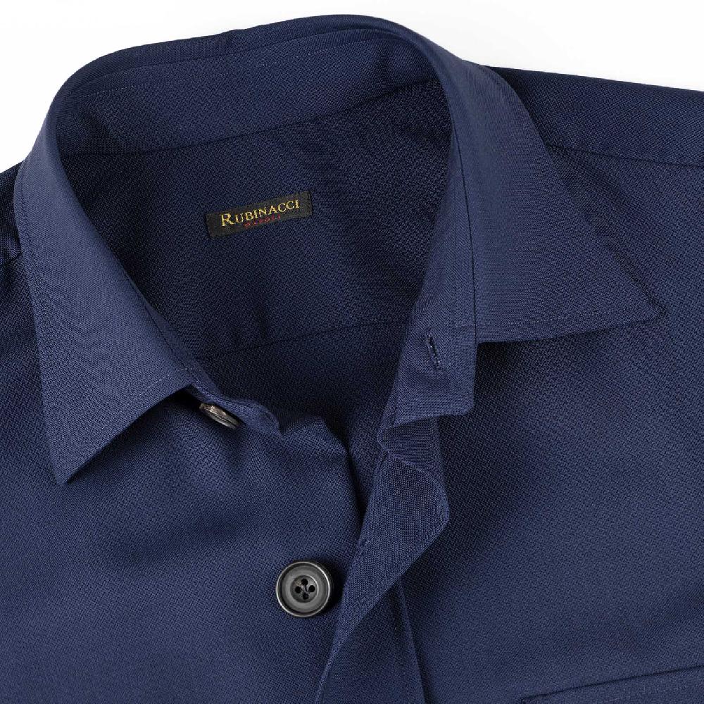 Rubinacci Sahariana in hopsack blu Vendita Economica