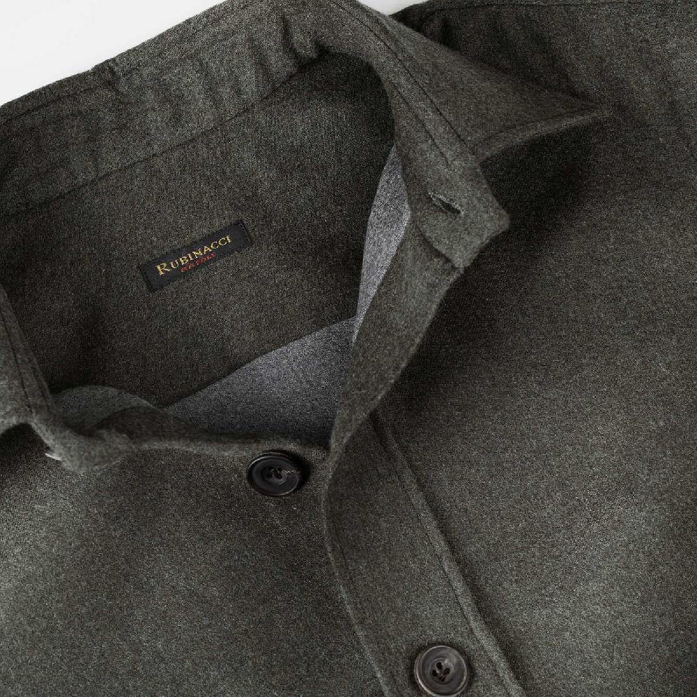 Rubinacci Overshirt in lana e seta verde Saldi Di Fabbrica