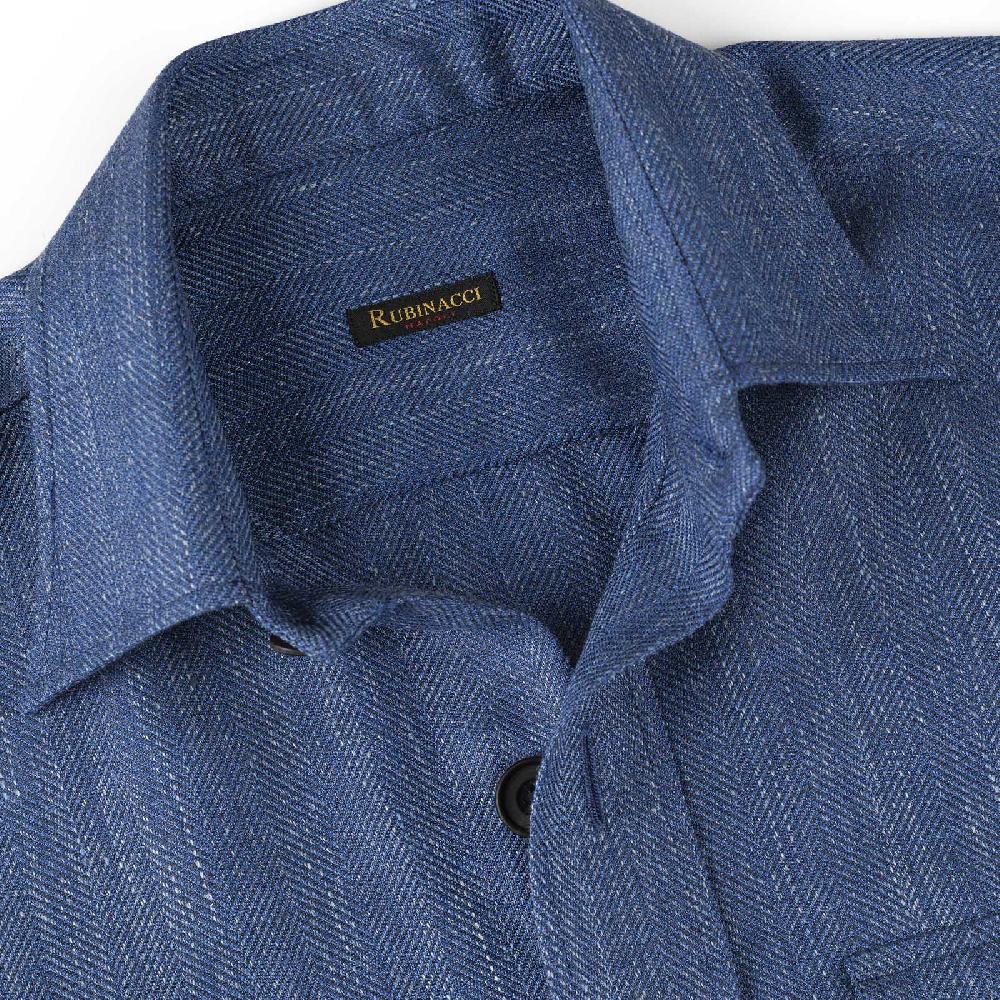 Rubinacci Sahariana in lana e seta blu In Linea