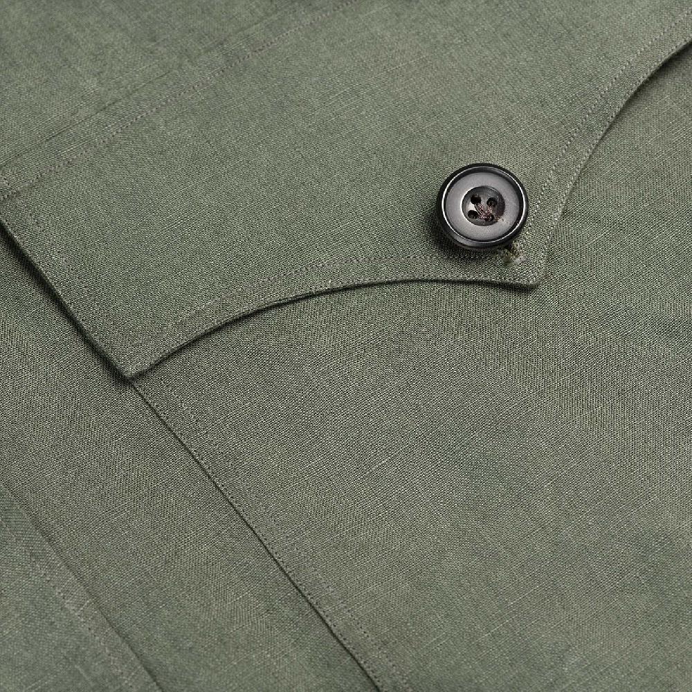 Rubinacci Sahariana in lino verde Pezzi Unici