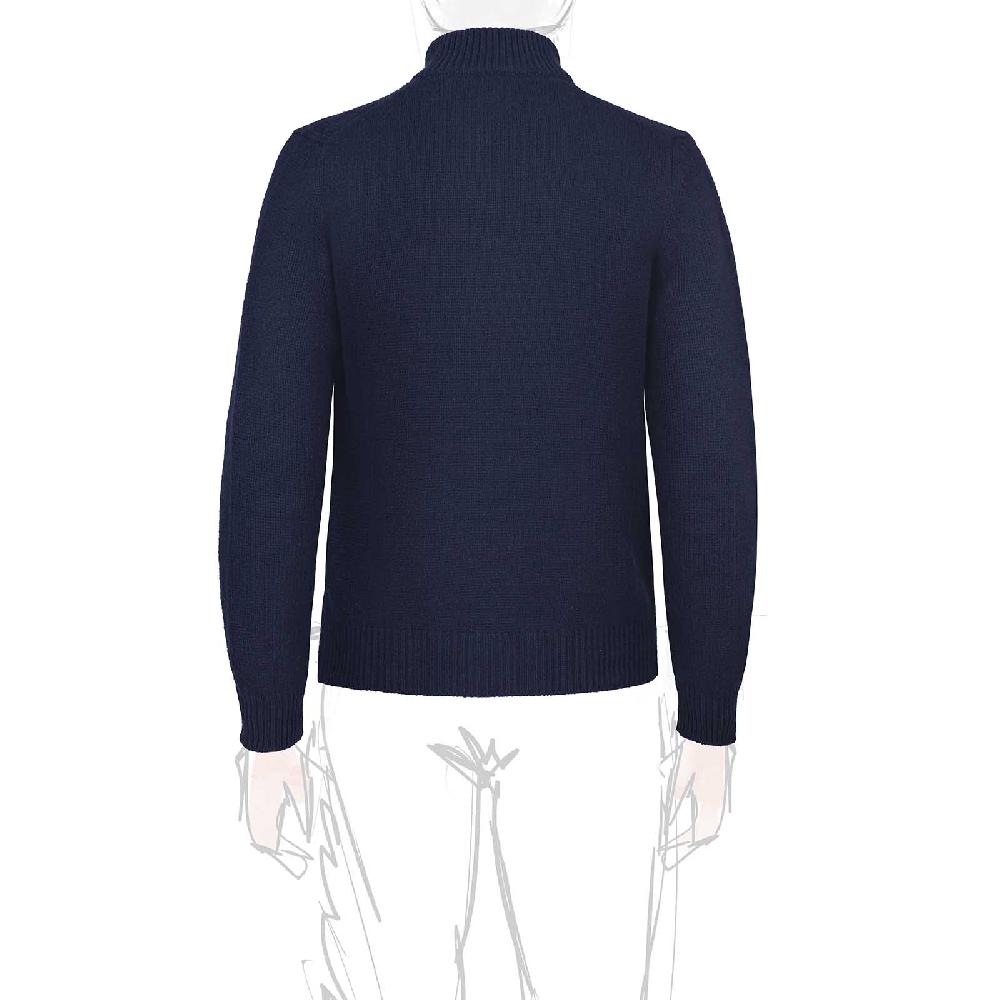 Rubinacci Pull zip in cashmere blu Negozio